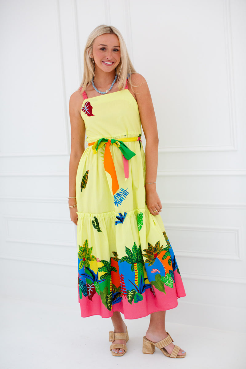 Andi Midi Dress - Tropical Patchwork – Triple Threads