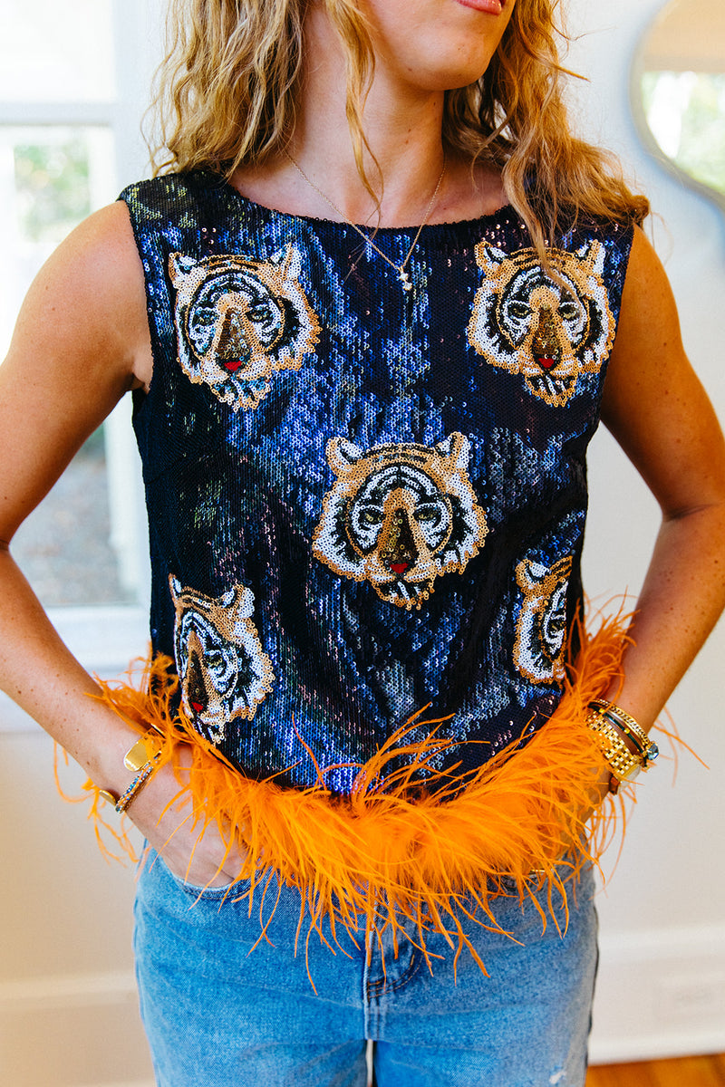 Tigers Love Sequins Tank - QUEEN OF SPARKLES