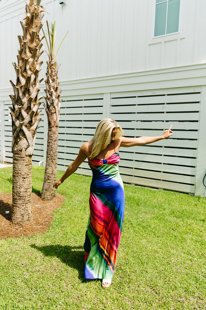 Watercolor Slip Maxi Dress Multi Triple Threads