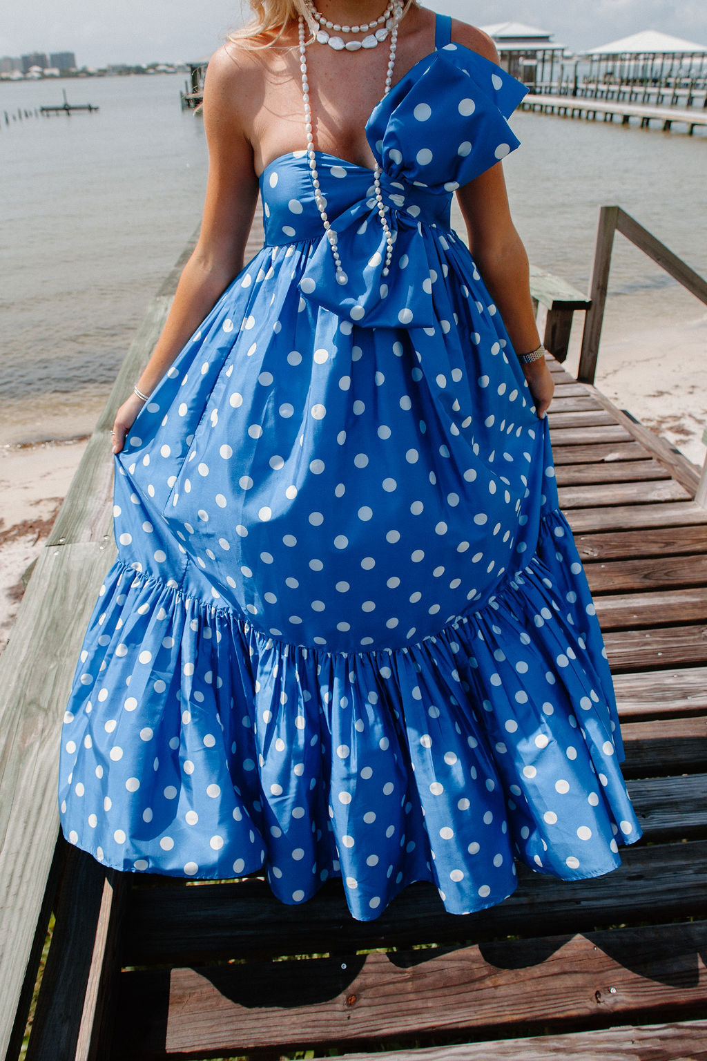 The Tipton Maxi Dress - Blue Polka Dot Triple Threads The Tipton Maxi Dress - Blue Polka Dot Triple Threads