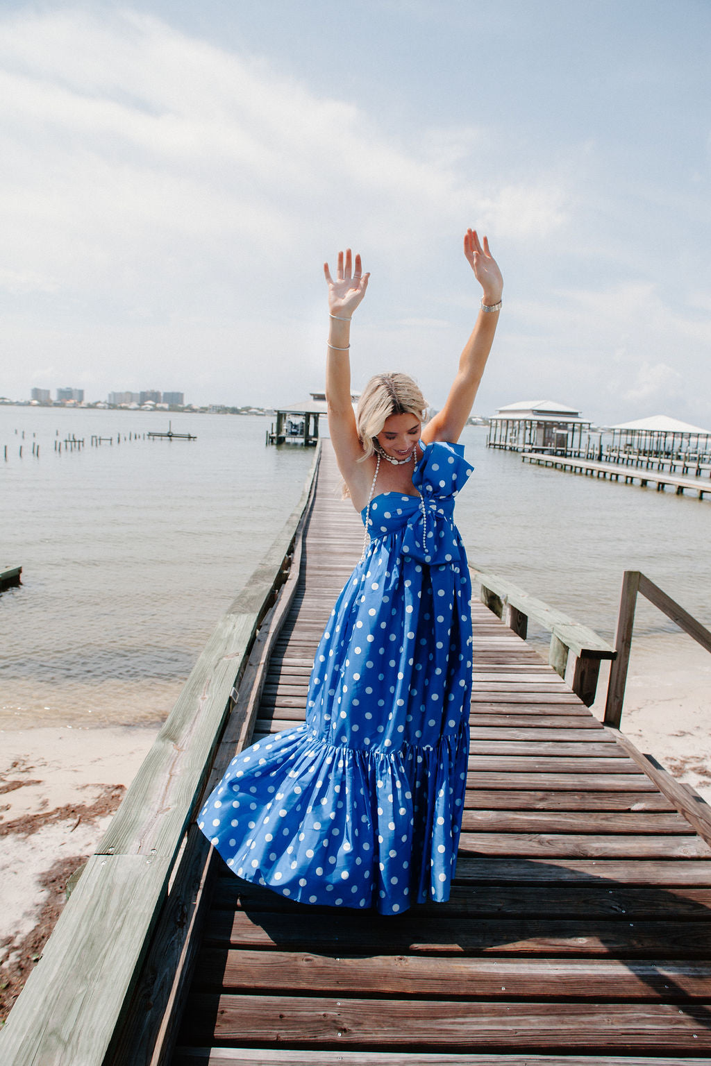 The Tipton Maxi Dress - Blue Polka Dot – Triple Threads