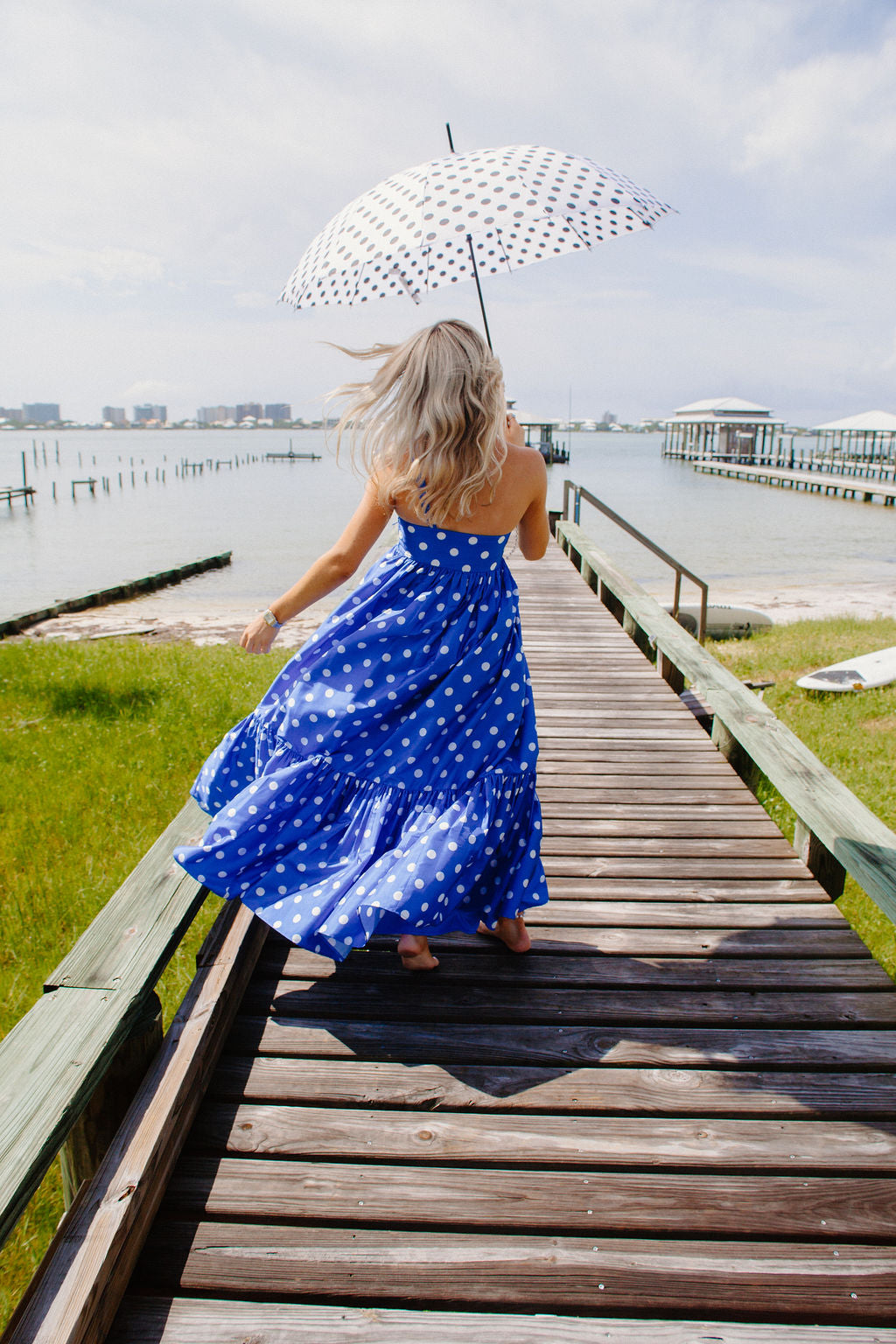 blue polka dot dress The Tipton Maxi Vintage Style Dress This Better-Than-A-Slip Dress (Size):S White and Blue Ombre SITEWIDESALENOV25