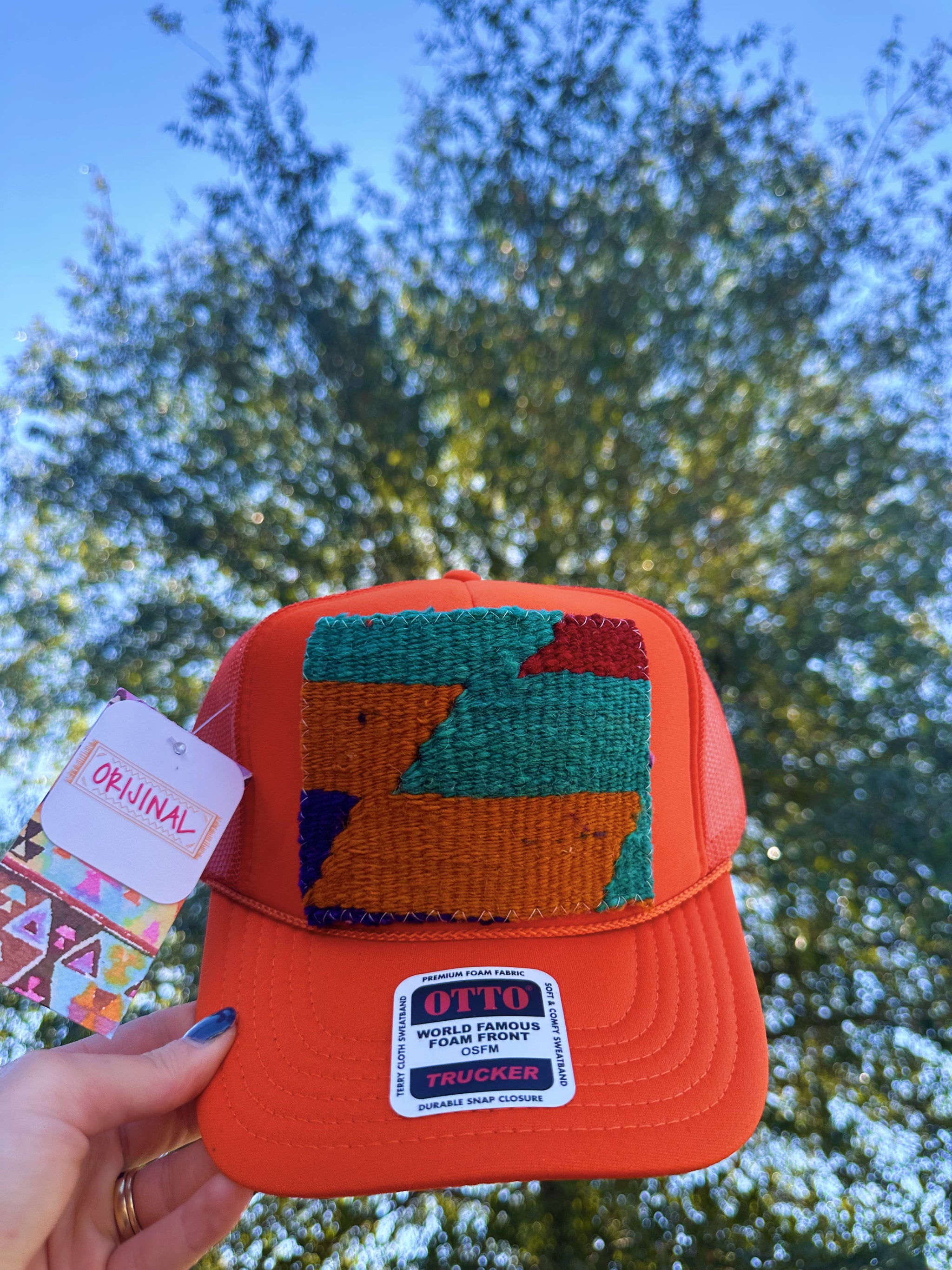 Patchwork Trucker Hat - Orange – Triple Threads