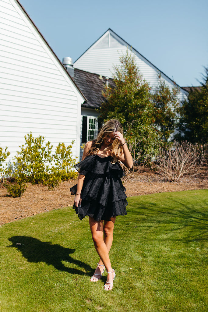 Big Ruffles Tiered Mini Dress - Black Triple Threads Big Ruffles Tiered Mini Dress - Black Triple Threads