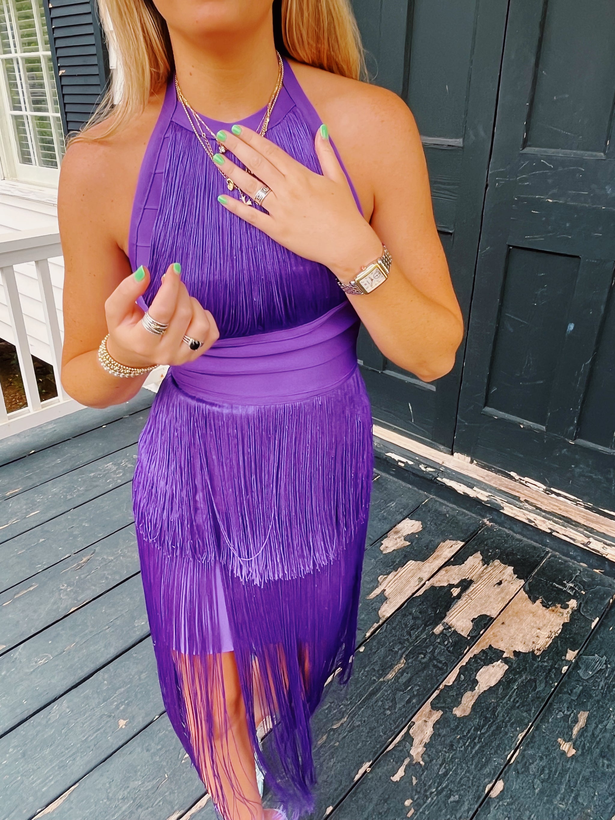 Milly Fringe Dress - Purple – Triple Threads