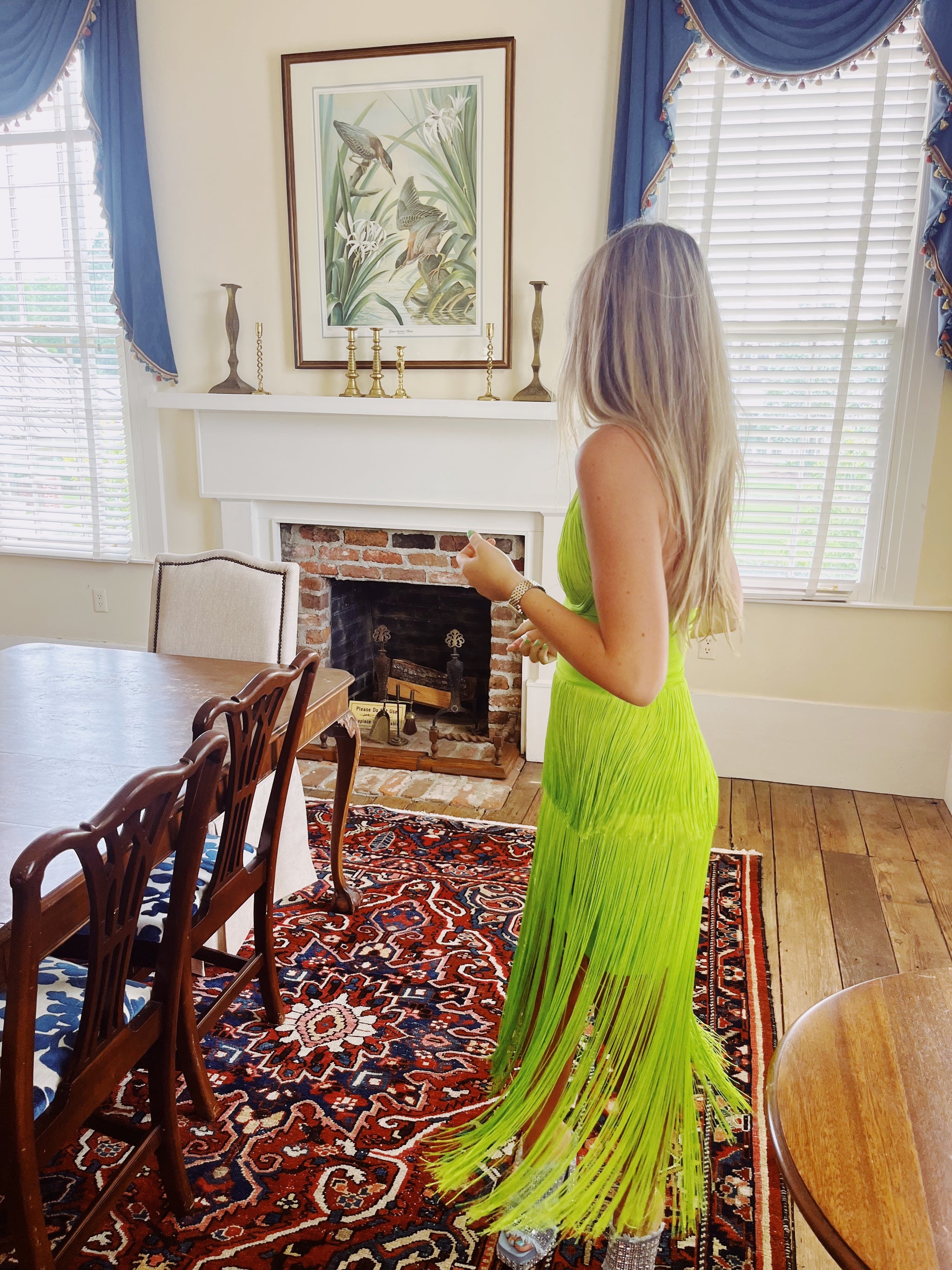 lime green fringe dress Milly Fringe Dress